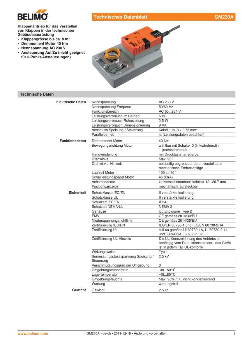 Belimo Klappenstellantrieb | GM230A
