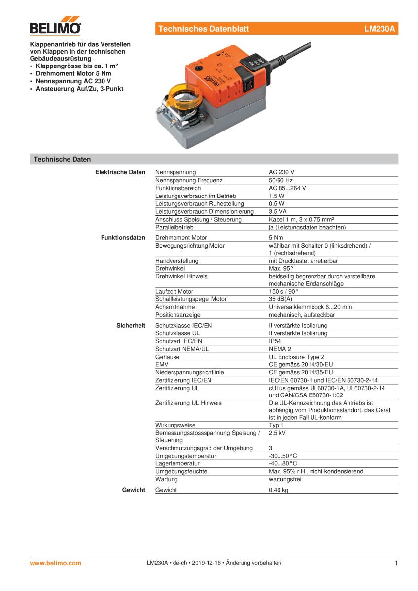 Belimo Klappenstellantrieb | LM230A