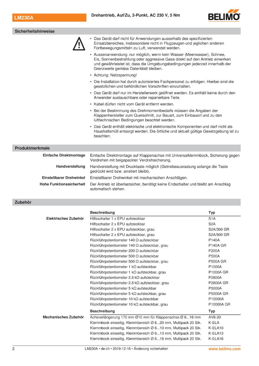 Belimo Klappenstellantrieb | LM230A