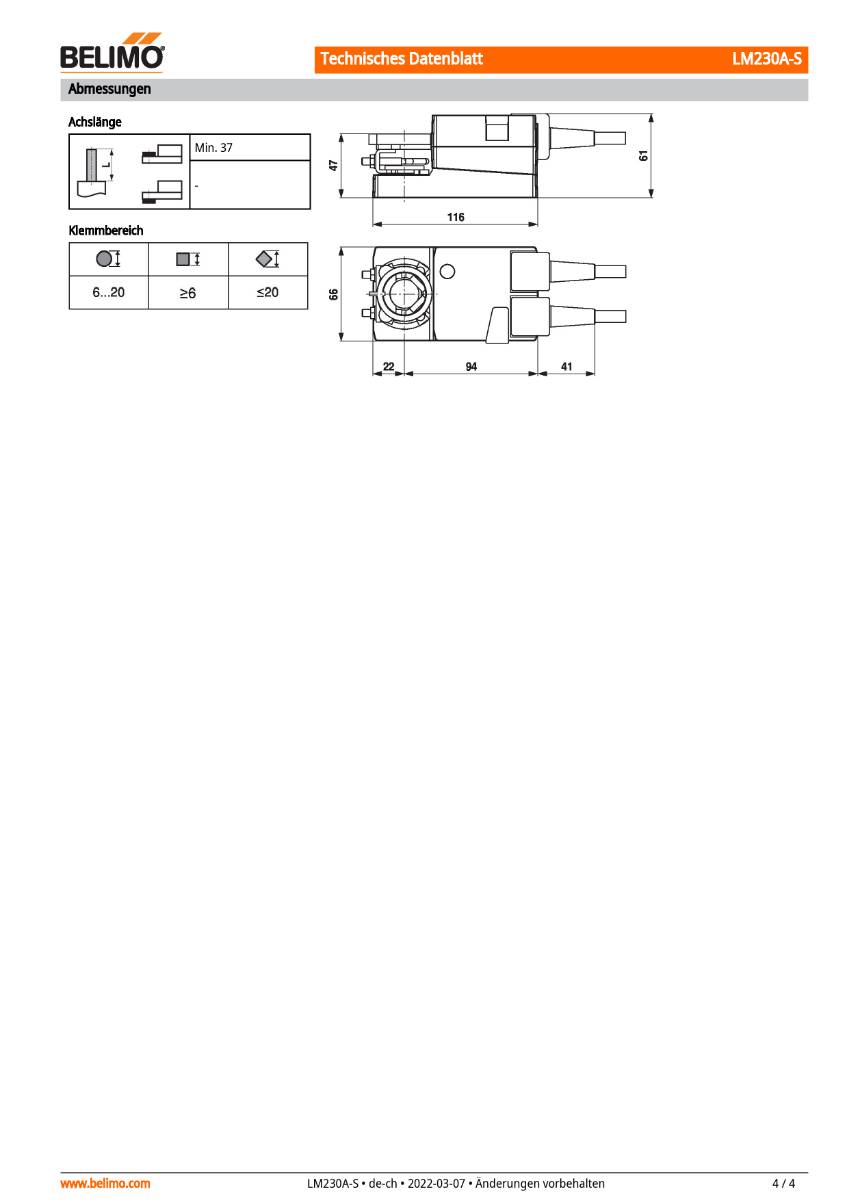 Belimo Klappenstellantrieb | LM230A-S