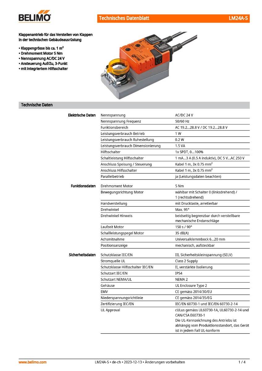 Belimo Klappenstellantrieb | LM24A-S