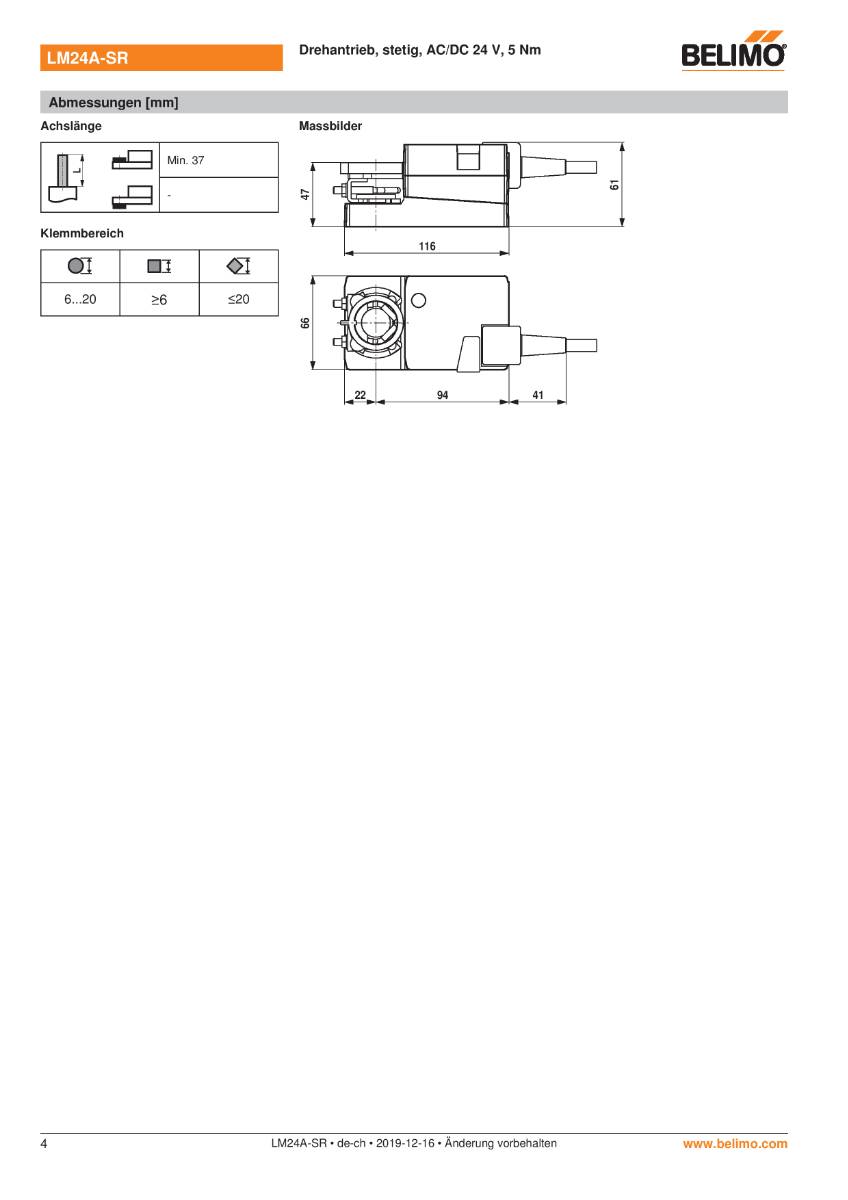 Belimo Klappenstellantrieb | LM24A-SR