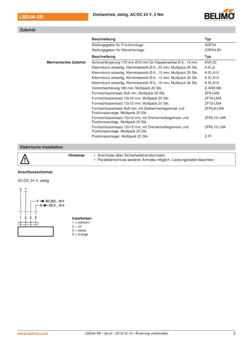 Belimo Klappenstellantrieb | LM24A-SR