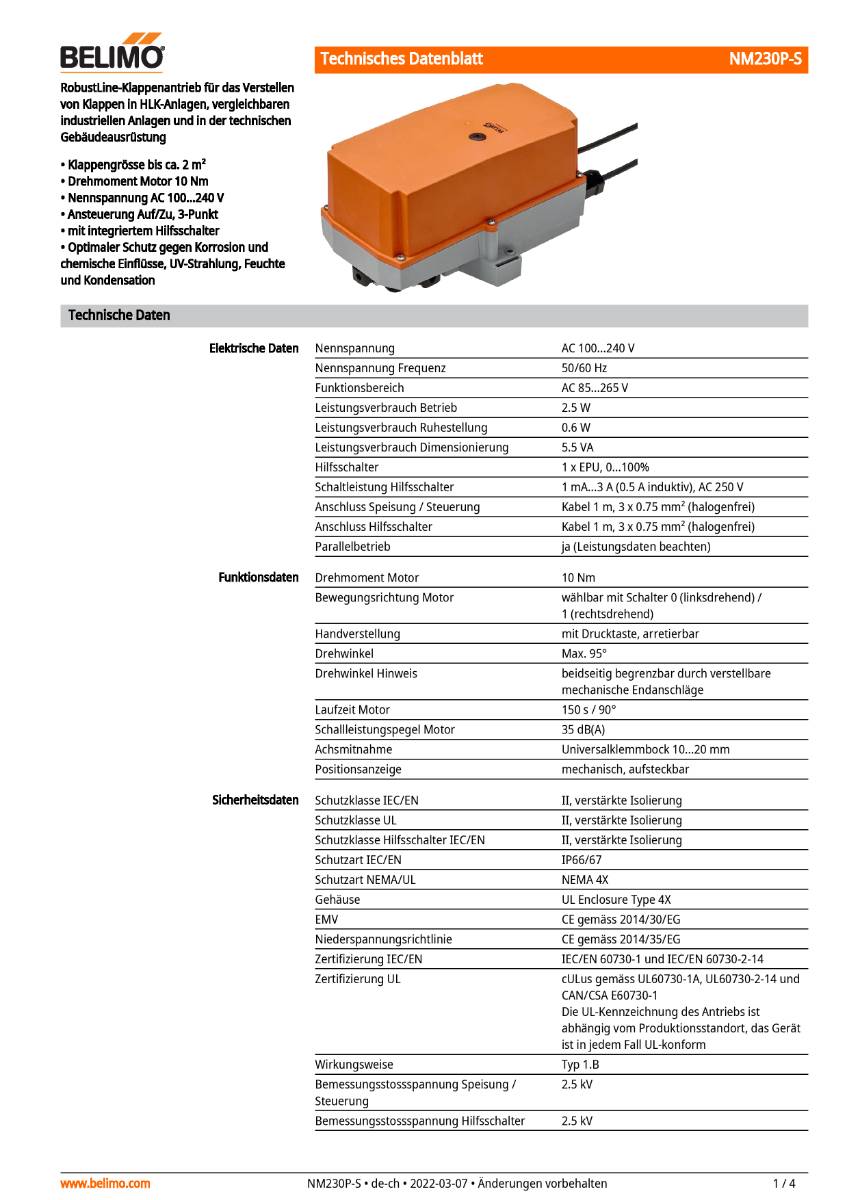 Belimo Klappenstellantrieb | NM230P-S