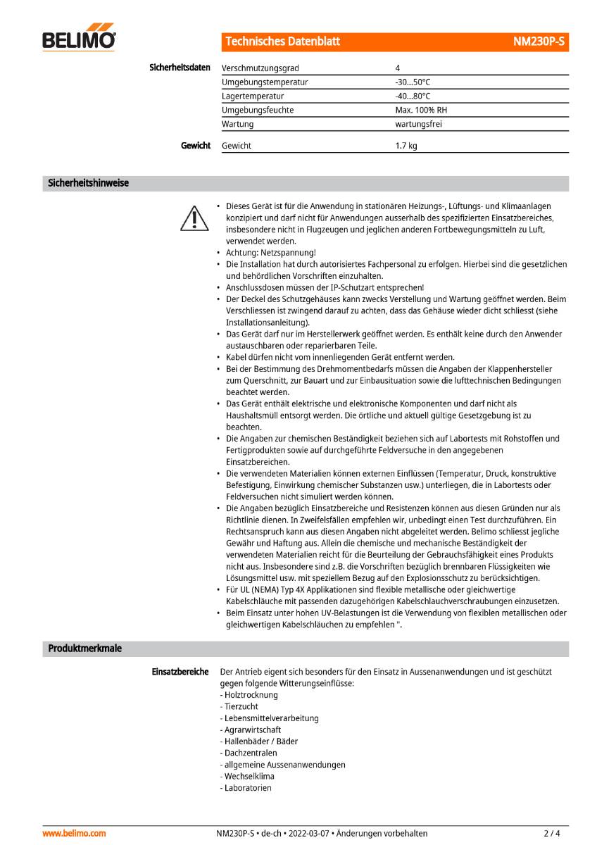 Belimo Klappenstellantrieb | NM230P-S