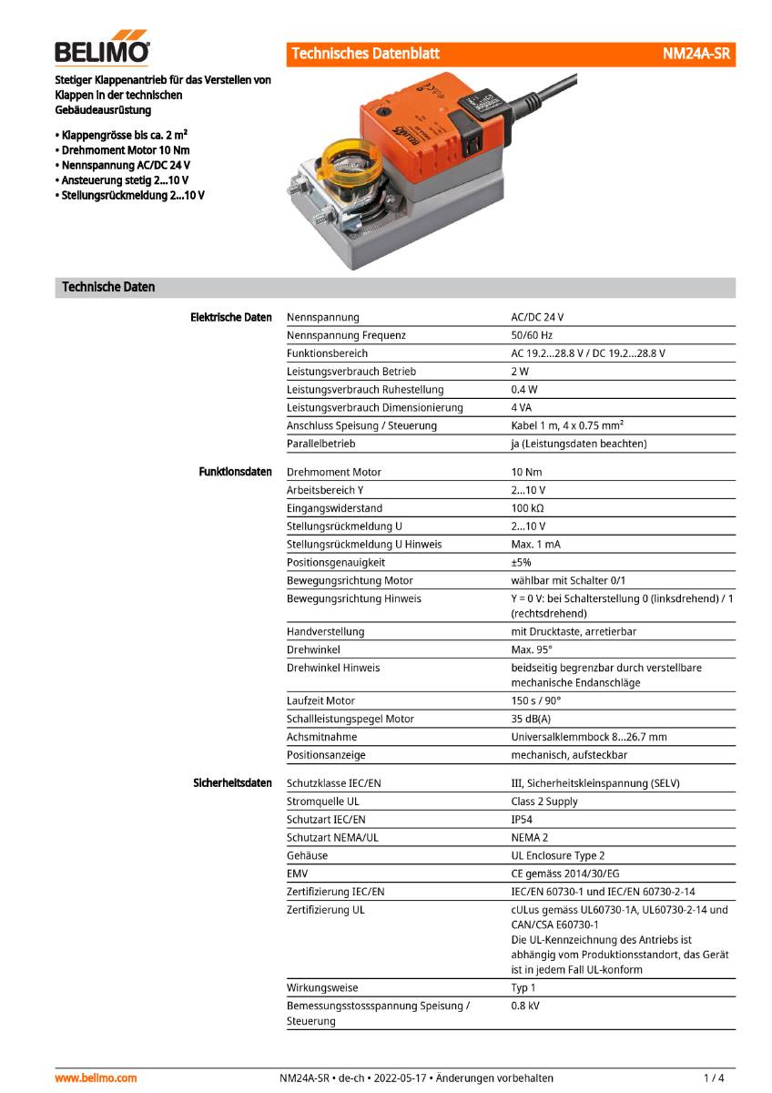 Belimo Klappenstellantrieb | NM24A-SR