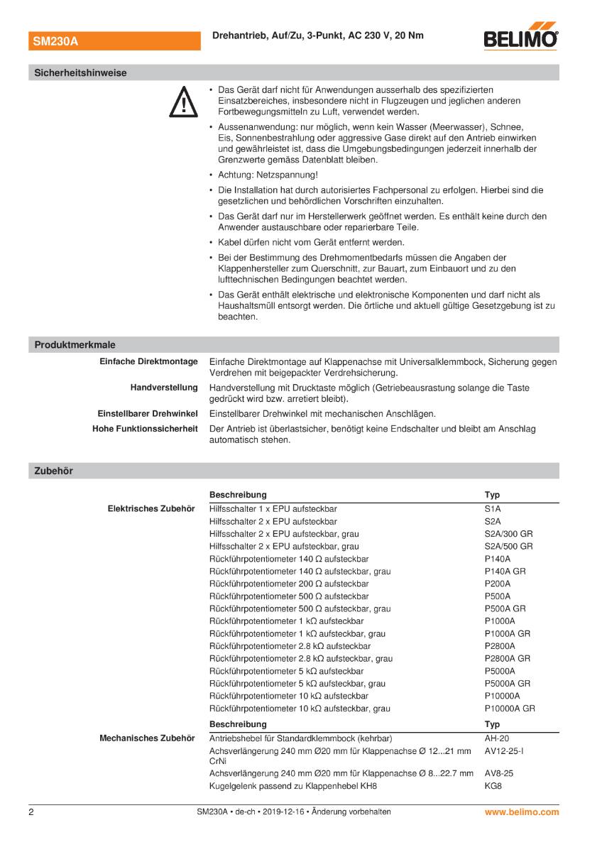 Belimo - Klappenstellantrieb SM230A