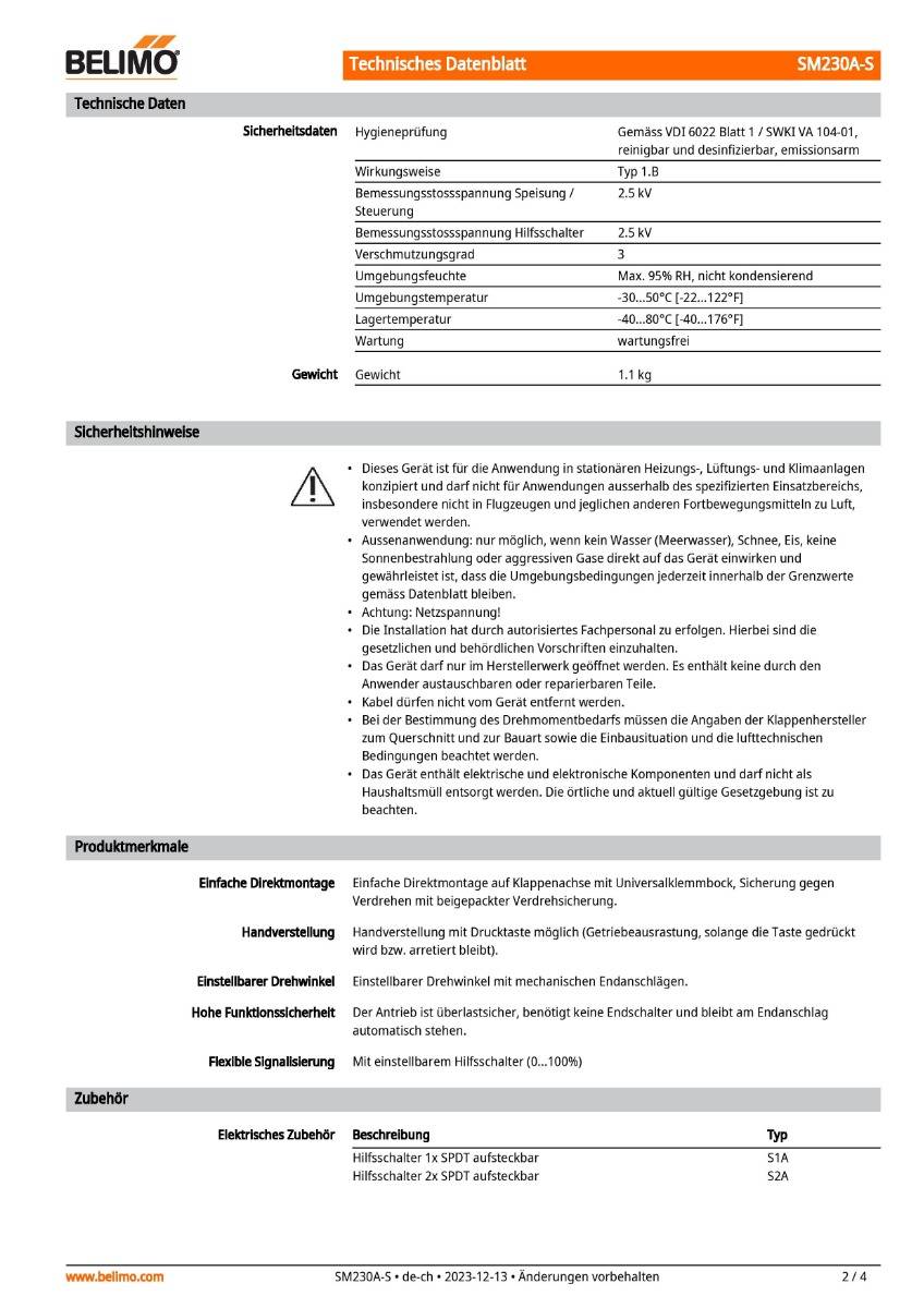 Belimo Klappenstellantrieb | SM230A-S