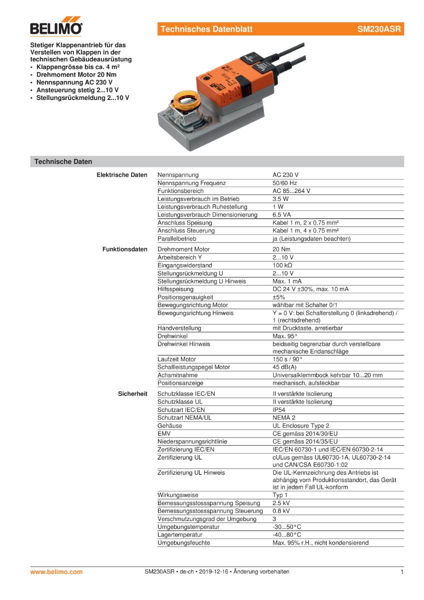 Belimo Klappenstellantrieb | SM230ASR