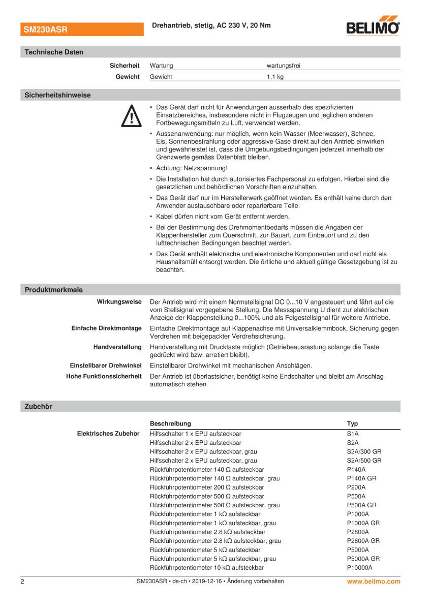 Belimo Klappenstellantrieb | SM230ASR