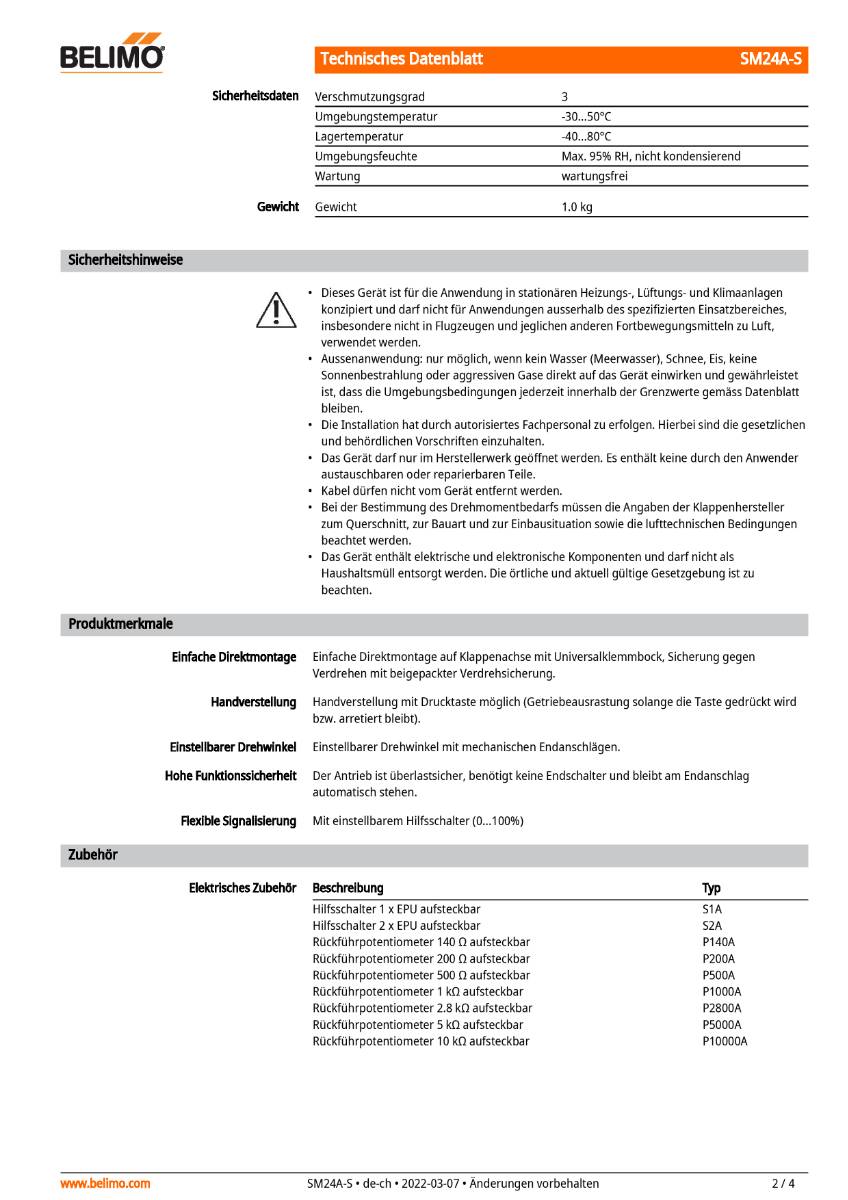 Belimo Klappenstellantrieb | SM24A-S