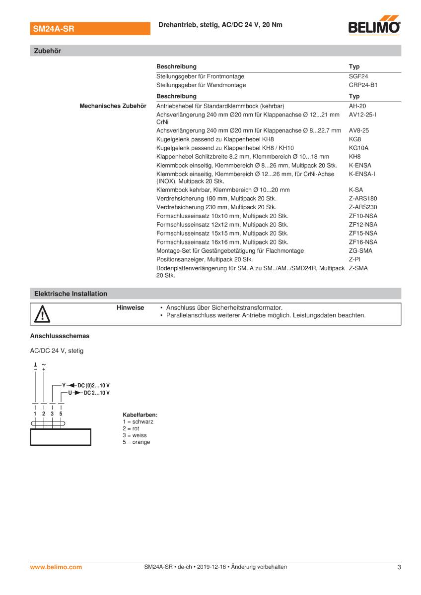 Belimo Klappenstellantrieb | SM24A-SR
