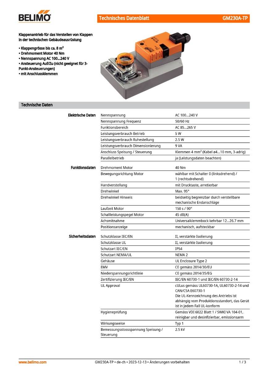 Belimo Klappenstellantrieb | GM230A-TP