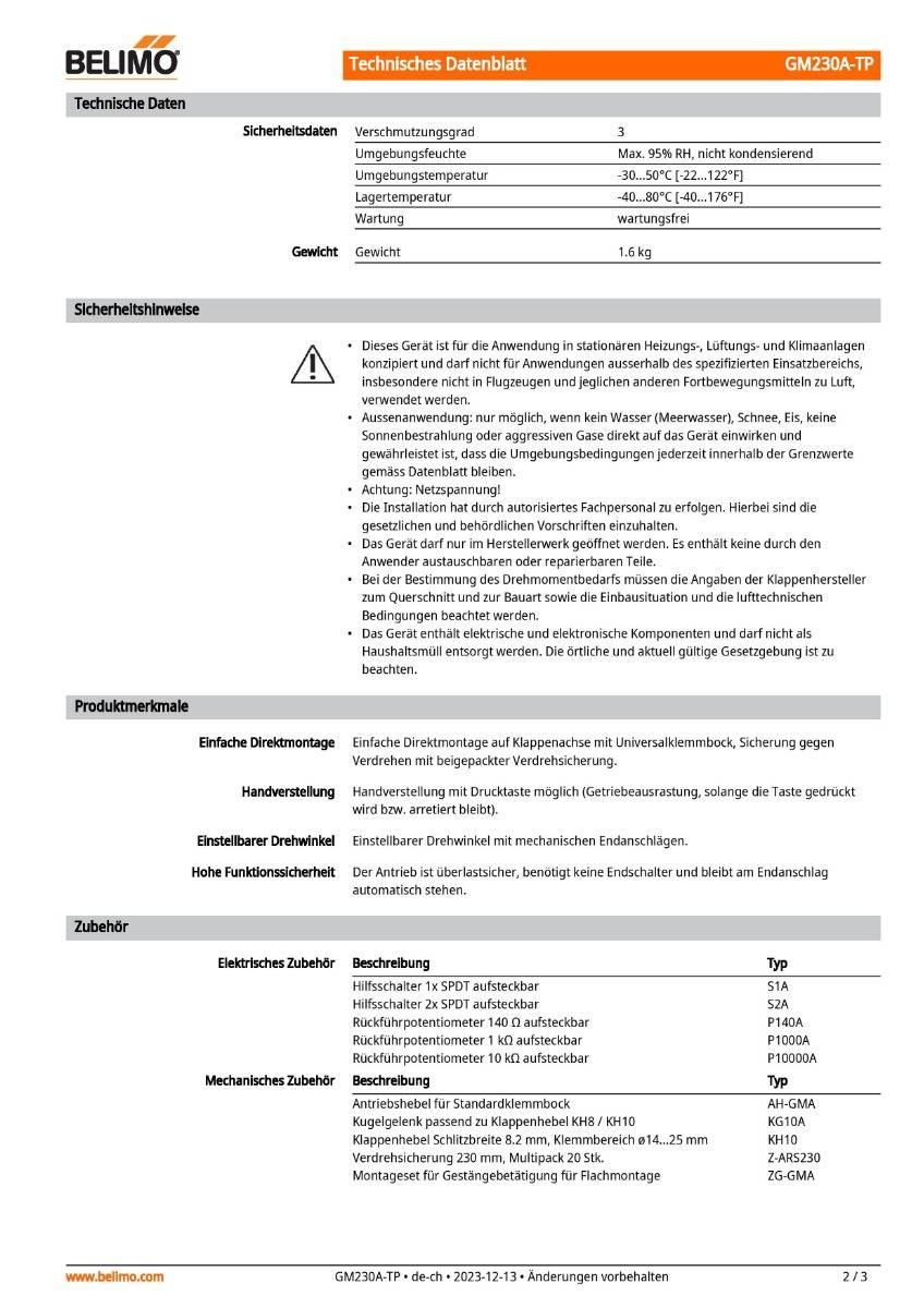 Belimo Klappenstellantrieb | GM230A-TP