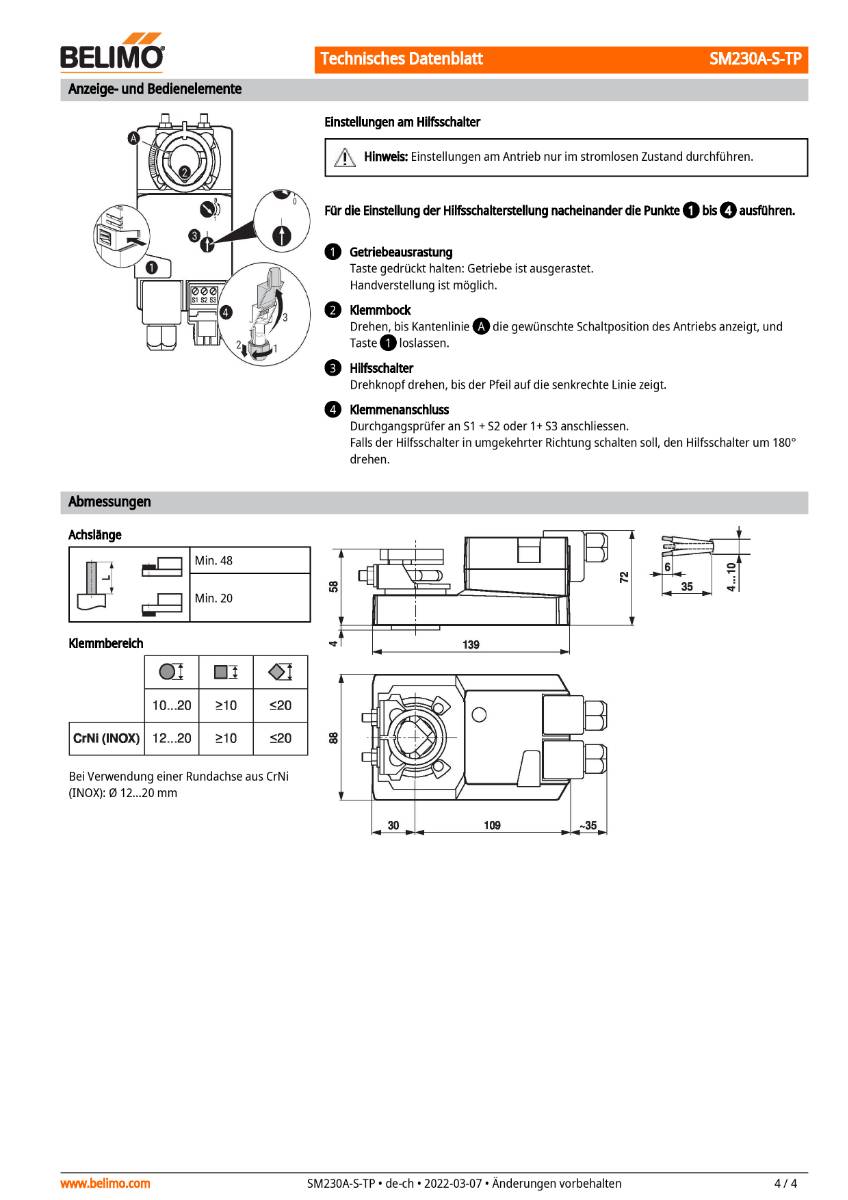Belimo Klappenstellantrieb | SM230A-S-TP