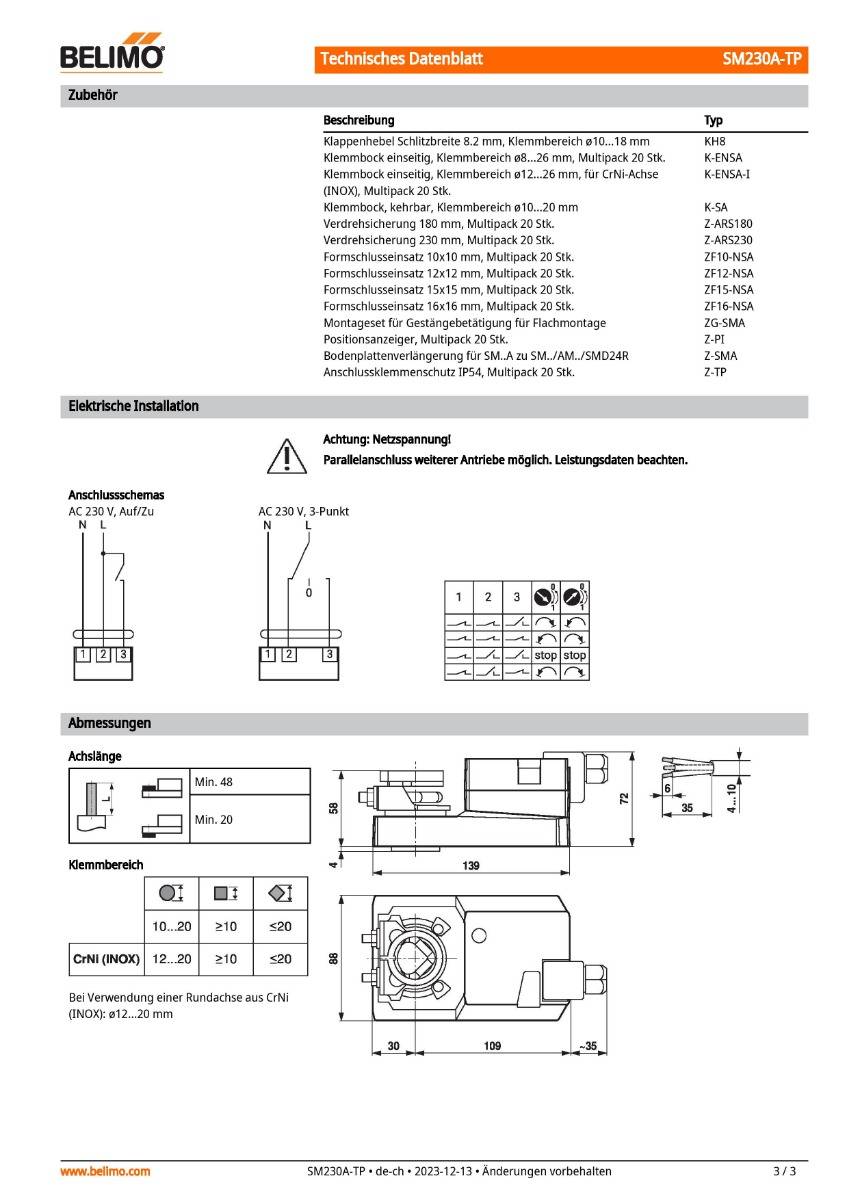 Belimo Klappenstellantrieb | SM230A-TP
