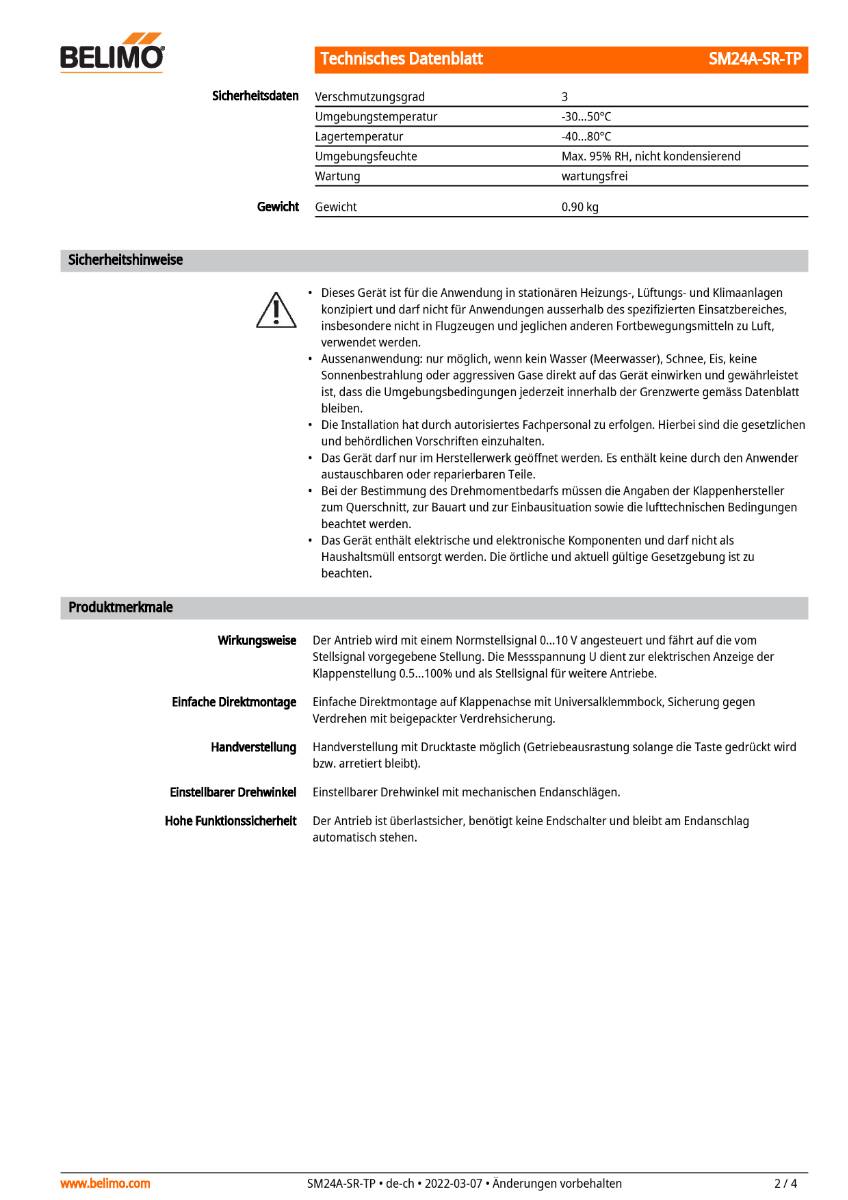 Belimo Klappenstellantrieb | SM24A-SR-TP