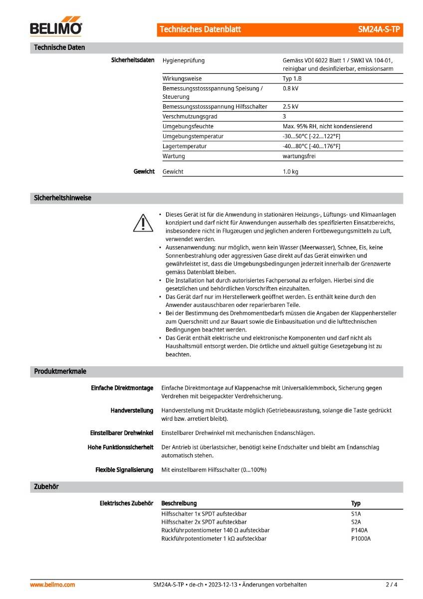 Belimo Klappenstellantrieb | SM24A-S-TP