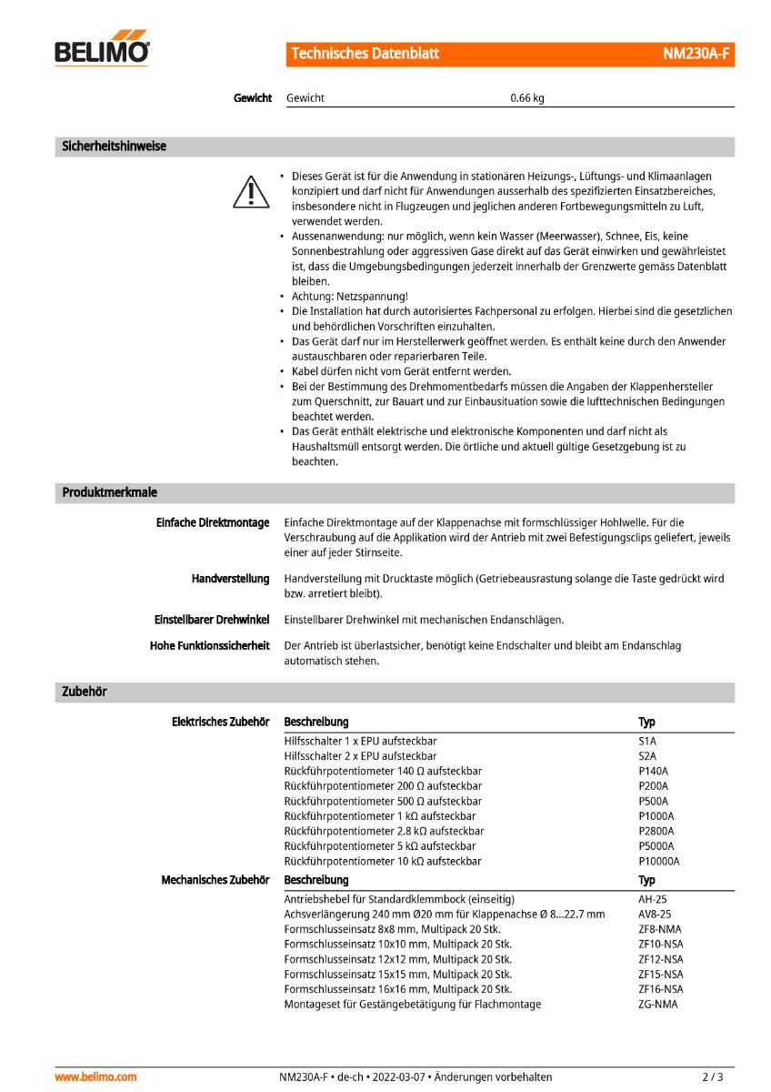 Belimo - Klappenstellantrieb NM230A-F