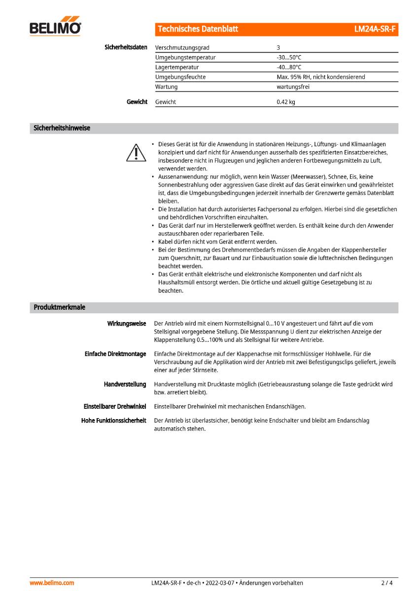 Klappenantrieb Belimo LM24A-SR-F