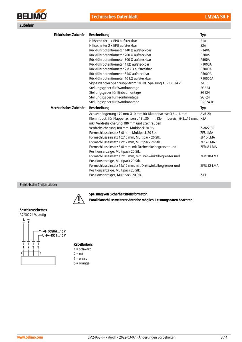 Klappenantrieb Belimo LM24A-SR-F