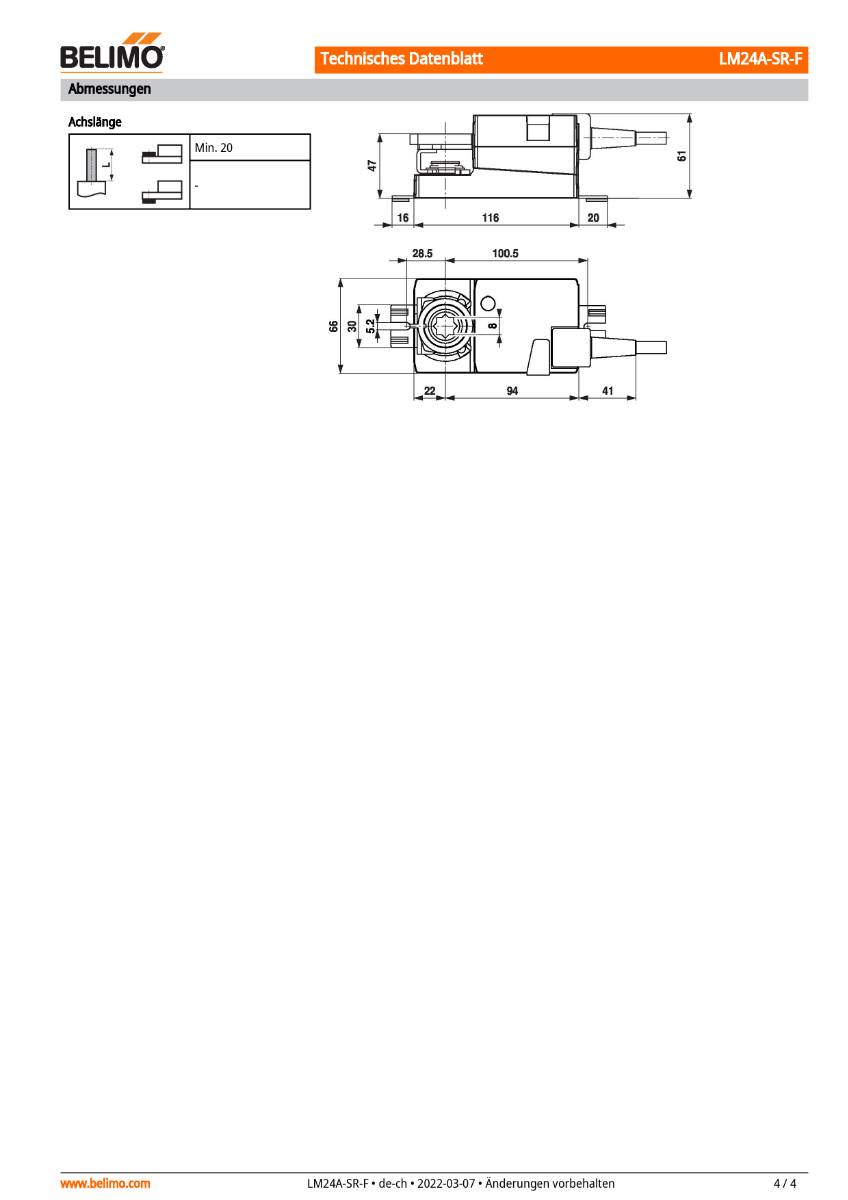 Klappenantrieb Belimo LM24A-SR-F