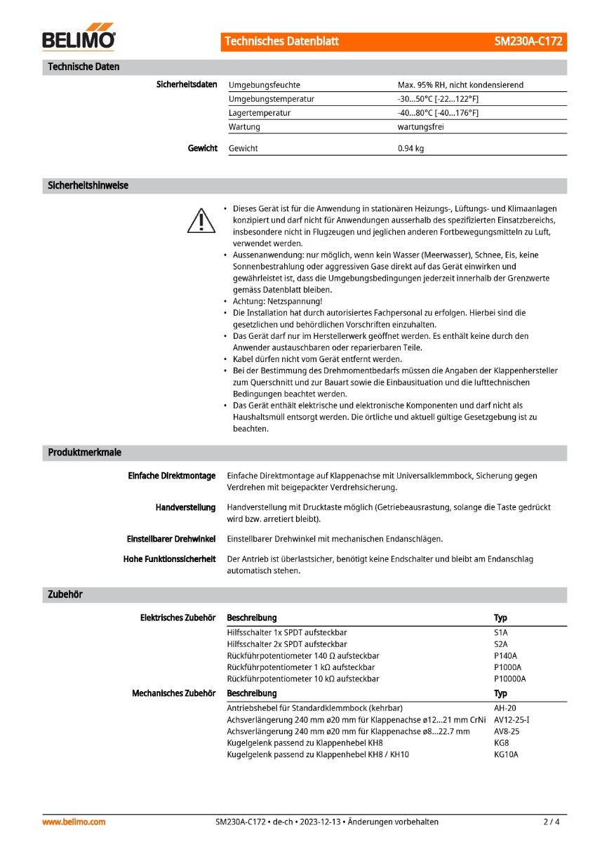 Belimo Klappenstellantrieb | SM230A-C172