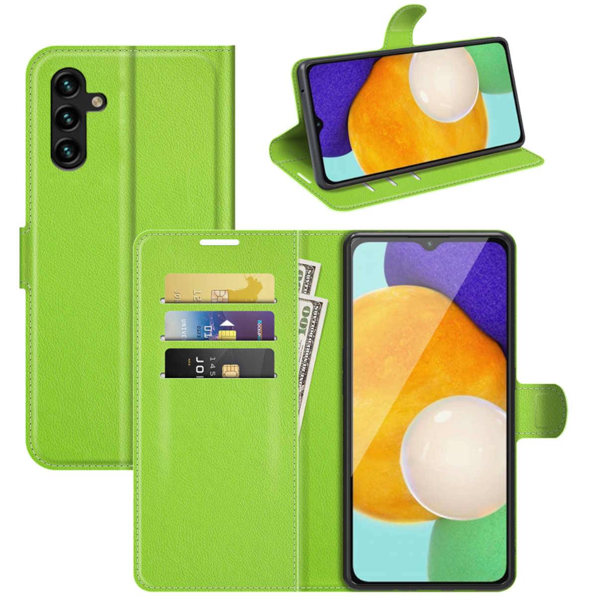 Für Samsung Galaxy A13 5G / A04S Handy Tasche Wallet Premium Schutz Hülle Case Cover Etuis Neu Zubehör Grün