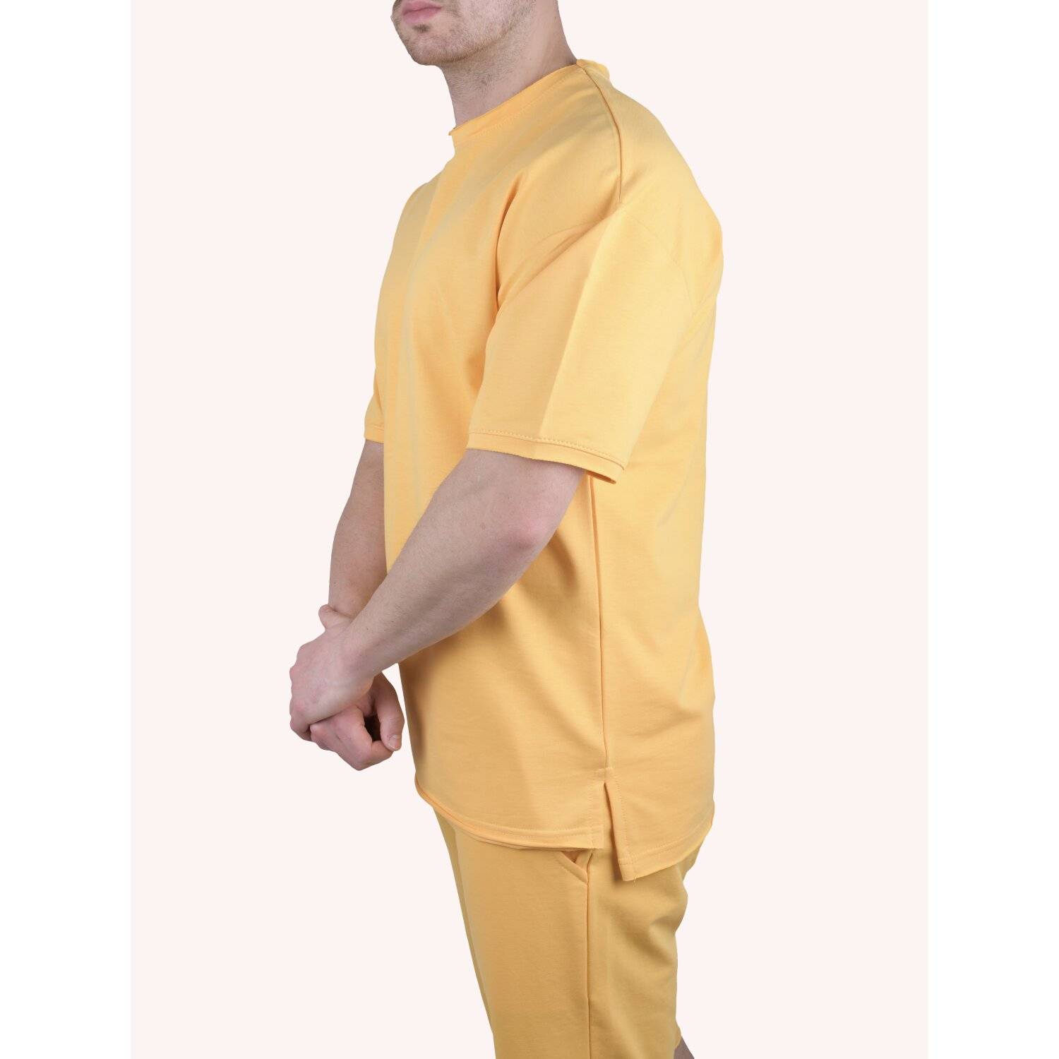 Herren T-Shirt Oversize Sommer Shirt Megaman Long-Tee Basic Shirt Premium TS5011 M Gelb