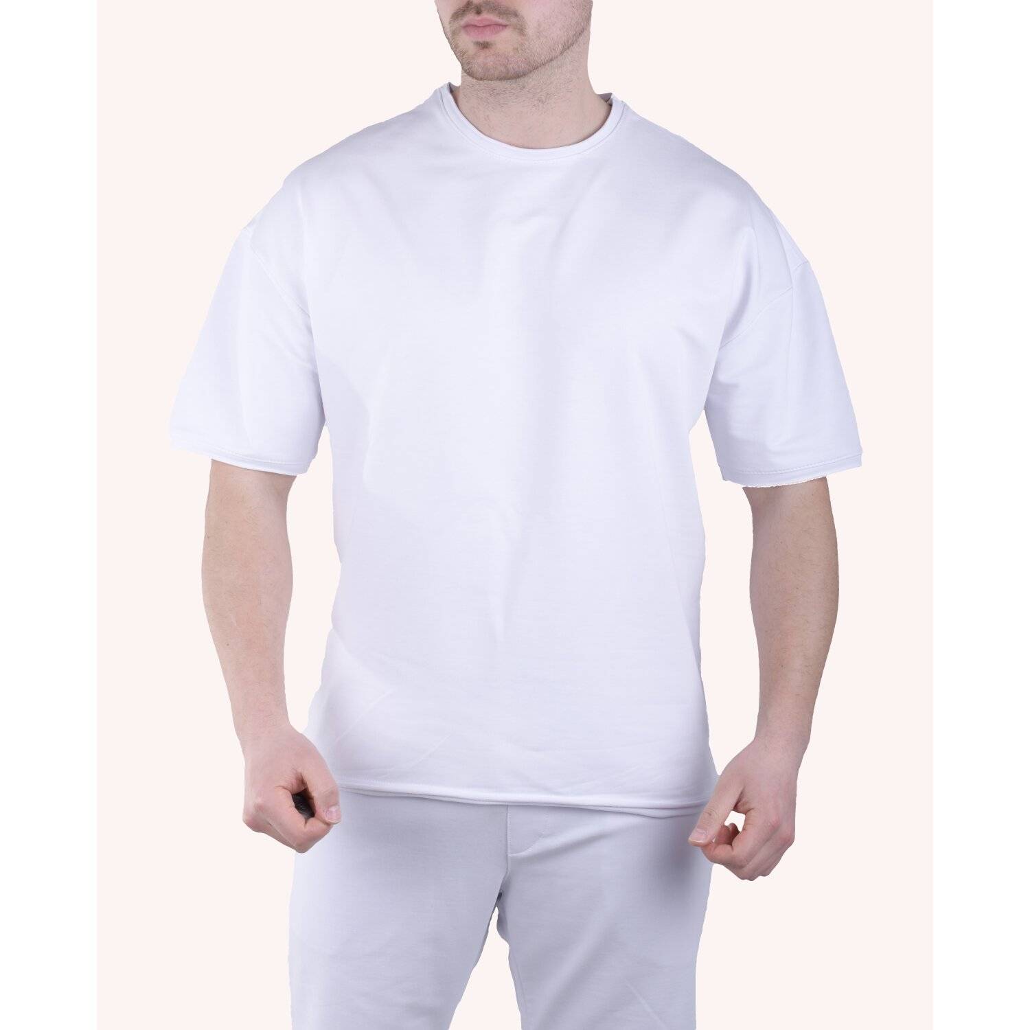 Herren T-Shirt Oversize Sommer Shirt Megaman Long-Tee Basic Shirt Premium TS5011 L Weiß