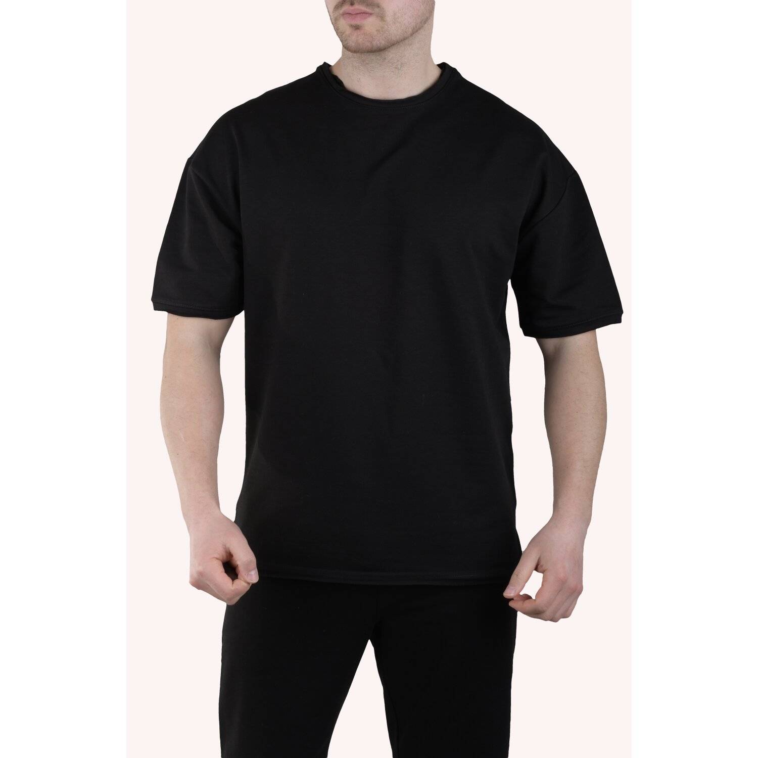 Herren T-Shirt Oversize Sommer Shirt Megaman Long-Tee Basic Shirt Premium TS5011 XL Schwarz