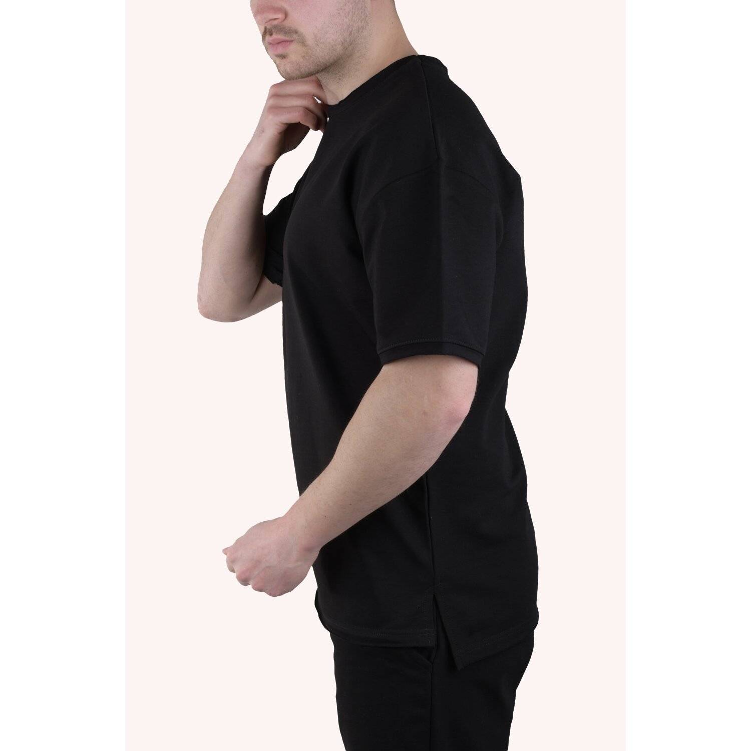 Herren T-Shirt Oversize Sommer Shirt Megaman Long-Tee Basic Shirt Premium TS5011 XL Schwarz