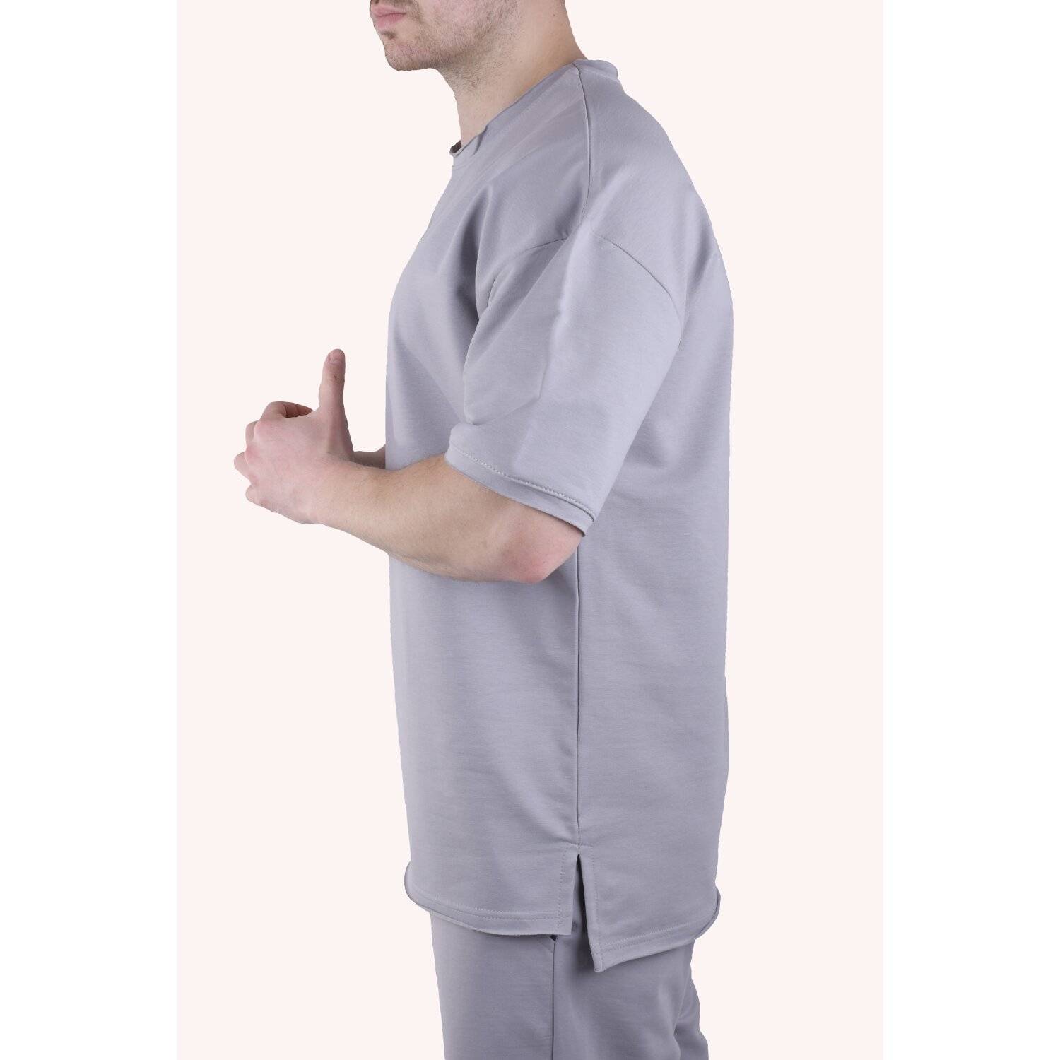 Herren T-Shirt Oversize Sommer Shirt Megaman Long-Tee Basic Shirt Premium TS5011 XL Grau