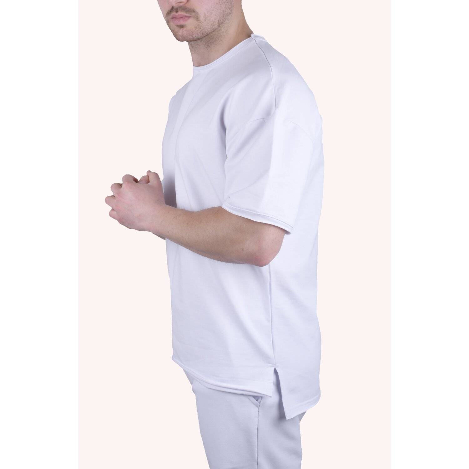 Herren T-Shirt Oversize Sommer Shirt Megaman Long-Tee Basic Shirt Premium TS5011 2XL Weiß