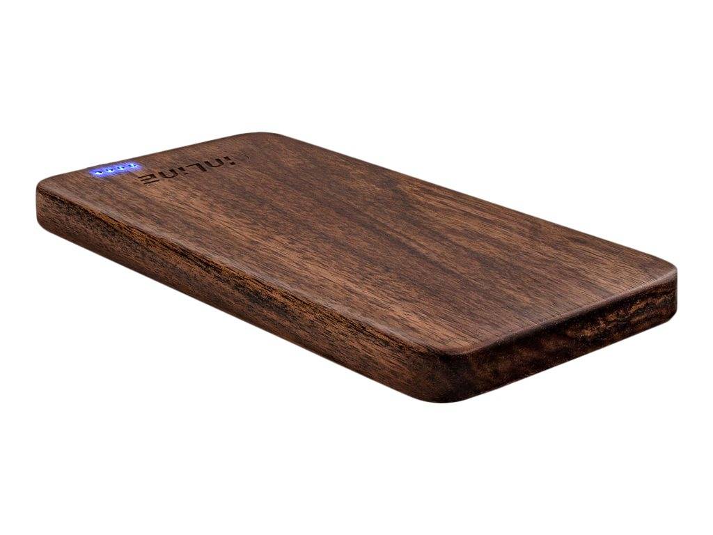 INLINE - woodplate - USB Powerbank 5.000mAh - mit LED Anzeige - Echtholz - Walnuss