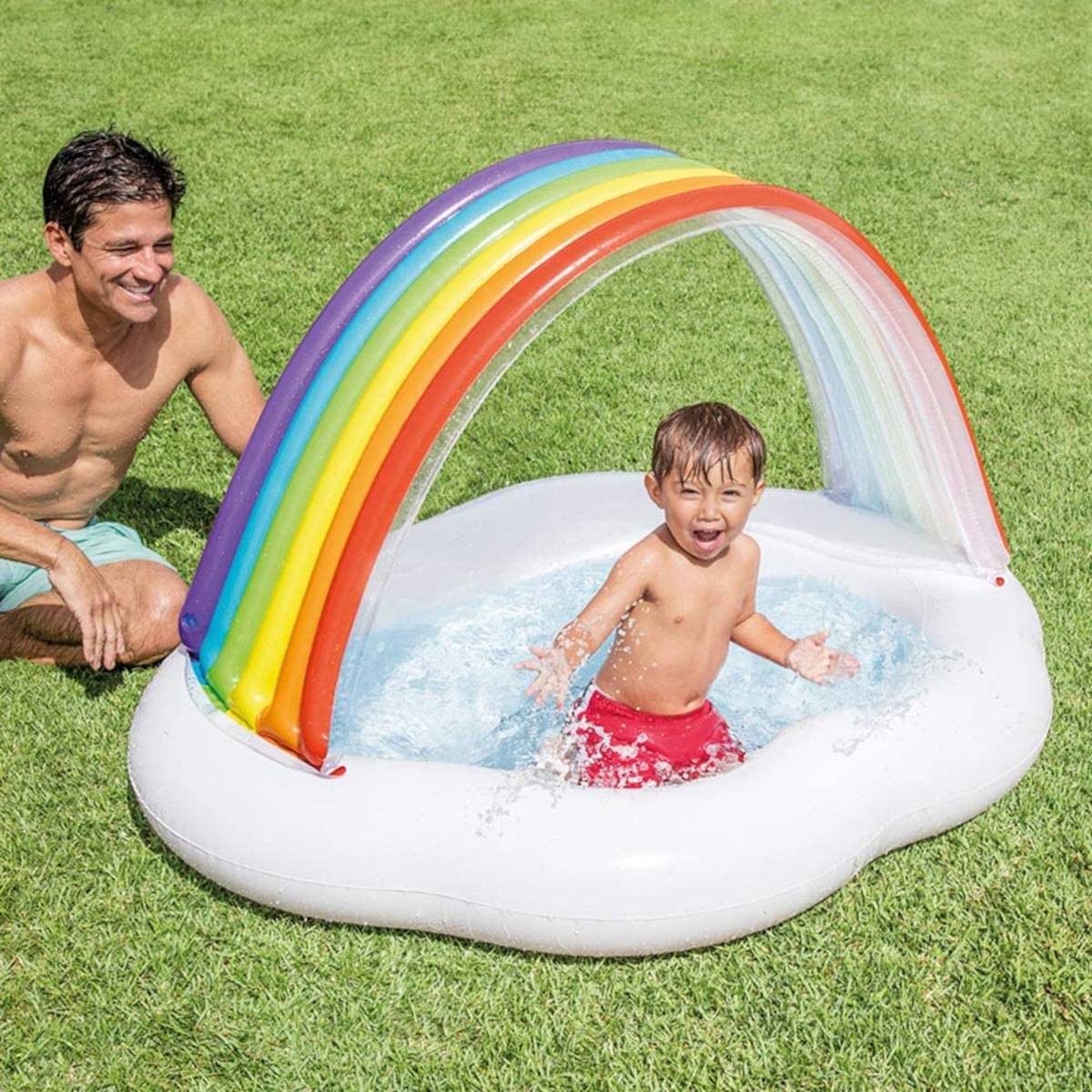 INTEX 57141NP - Baby Pool - Rainbow Cloud (142x119x84cm) + extra Reparaturflicken