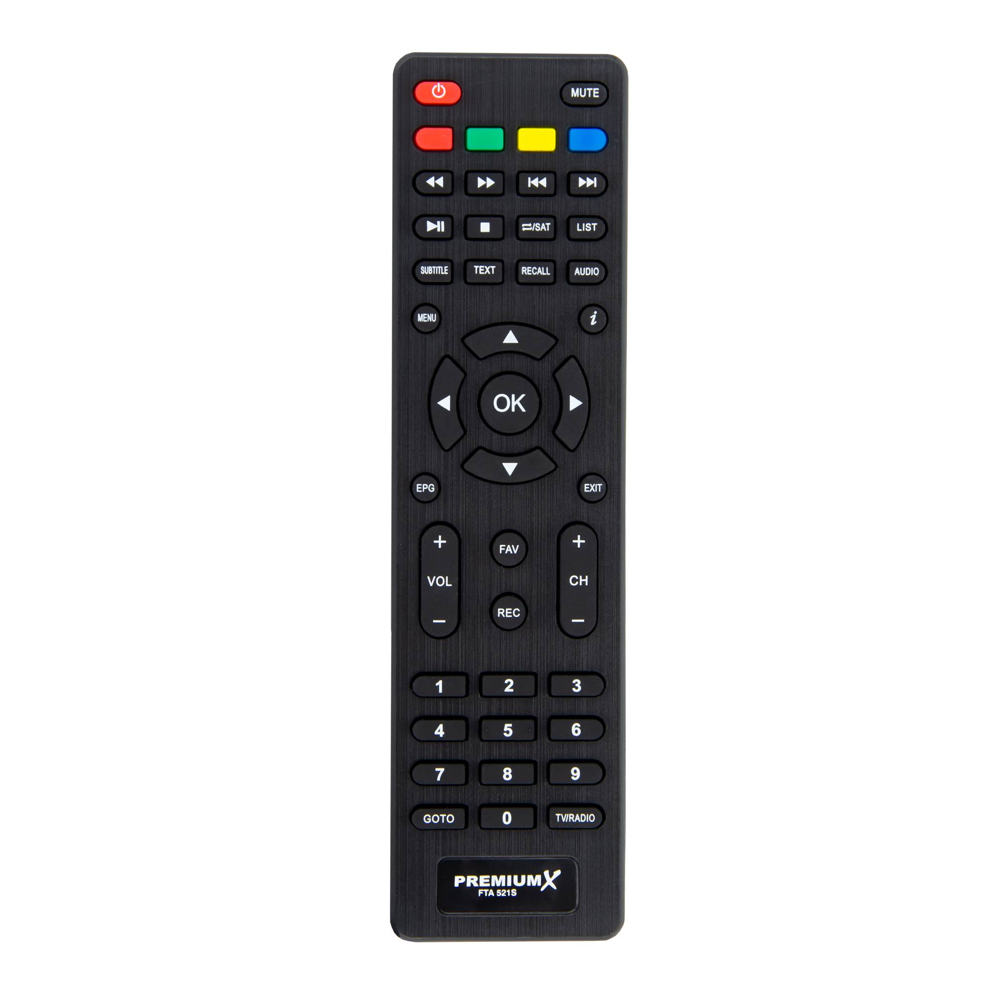 PremiumX Fernbedienung für PremiumX HD 521 und 521S FTA Ersatzfernbedienung für 521 Sat Receiver