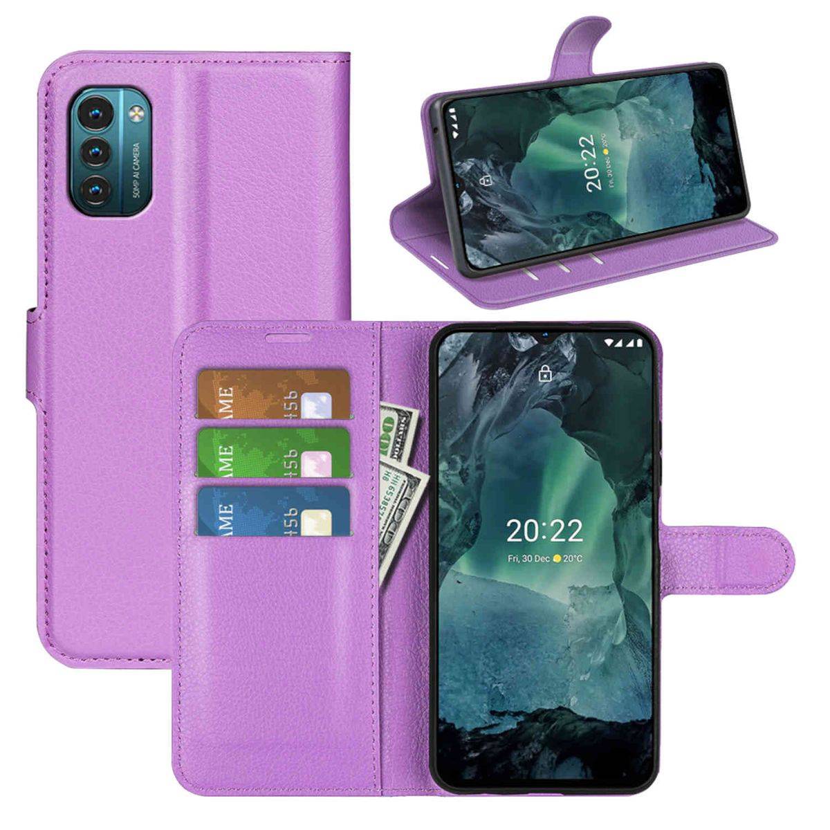 Für Nokia G21 / G11 Handy Tasche Wallet Premium Schutz Hülle Case Cover Etuis Neu Zubehör Lila