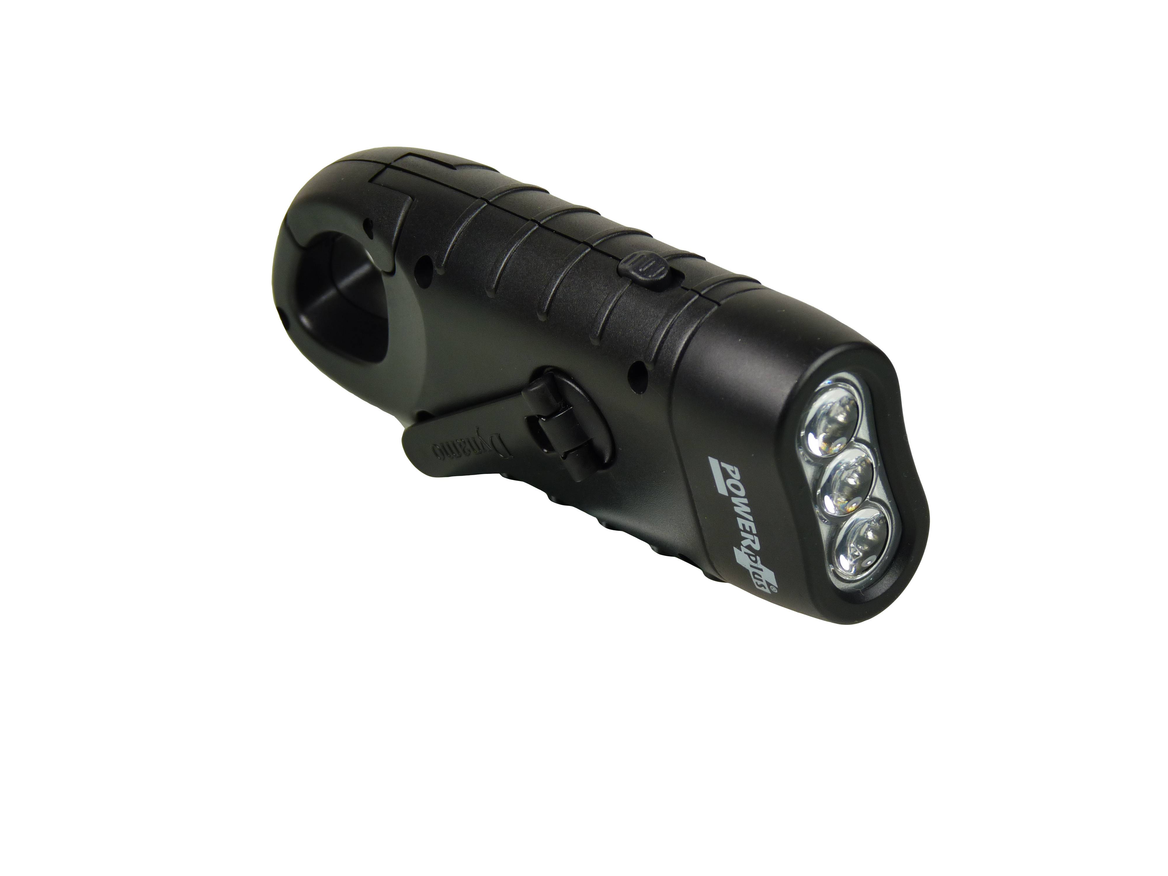 PowerPlus Seahorse Dynamo und Solar 3 LED Taschenlampe schwarz mit Karabinerhaken