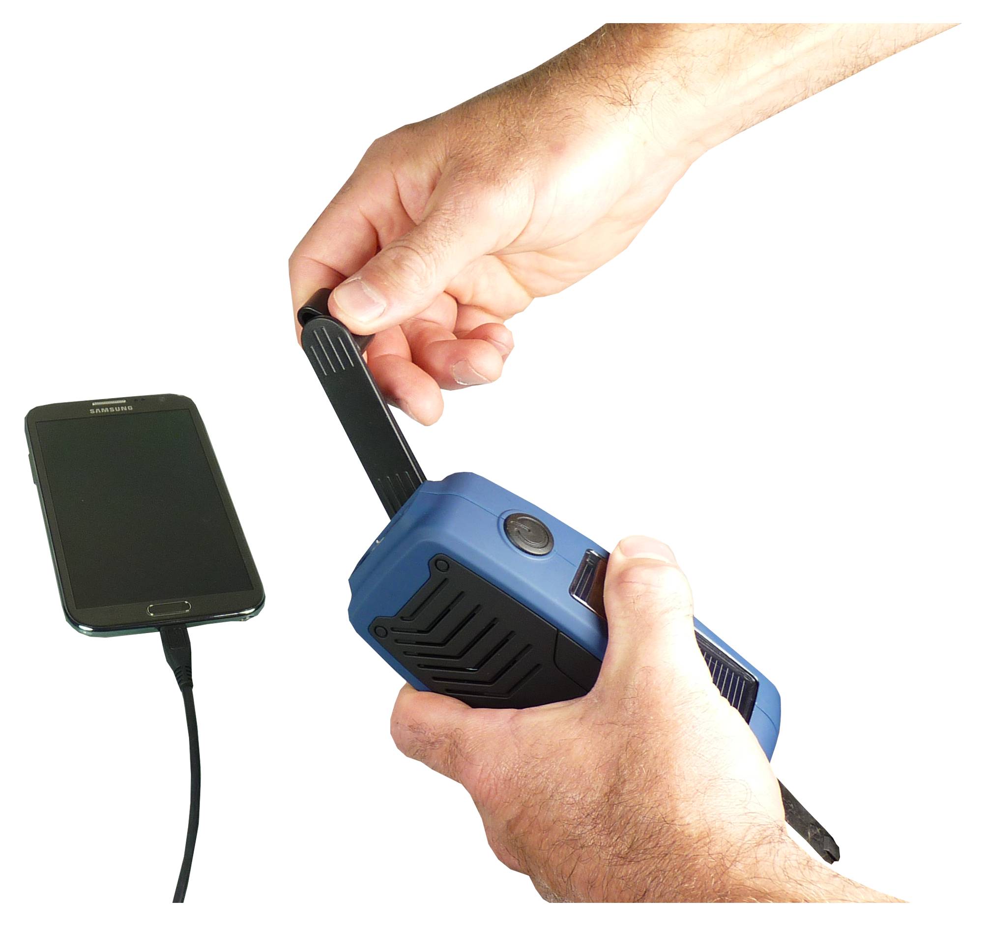 Powerplus Panther tragbares Solarradio Dynamoradio mit integrierter Taschenlampe Handyladefunktion und Ladegerät