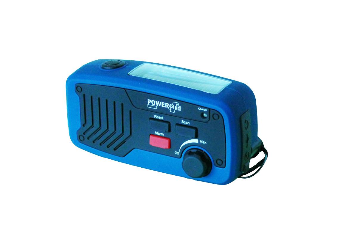 Powerplus Panther tragbares Solarradio Dynamoradio mit integrierter Taschenlampe Handyladefunktion und Ladegerät