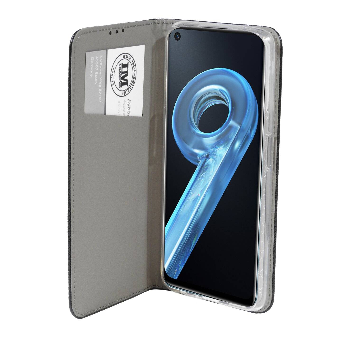 Buch Tasche "Smart" für REALME 9i Handy Hülle Schutzhülle mit Standfunktion, Kartenfach Schwarz