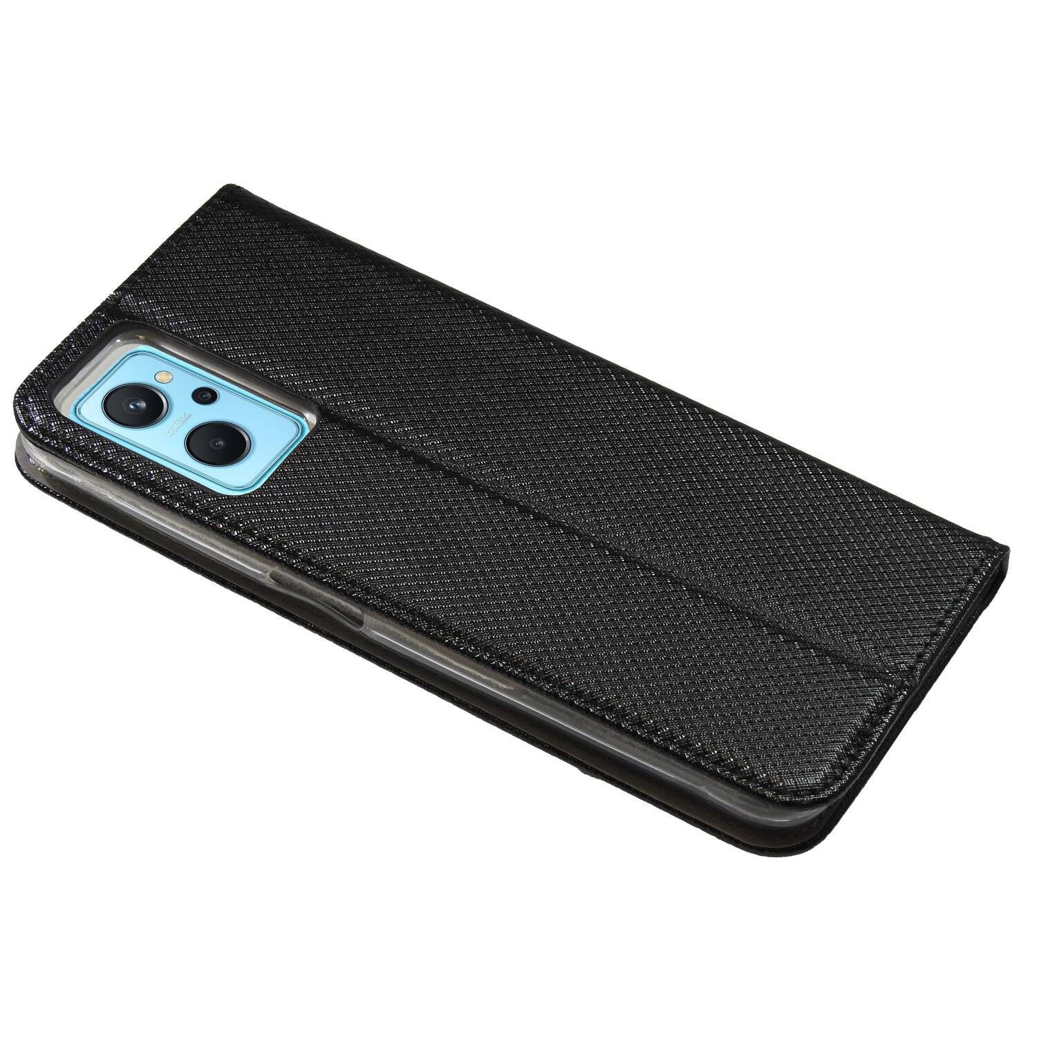 Buch Tasche "Smart" für REALME 9i Handy Hülle Schutzhülle mit Standfunktion, Kartenfach Schwarz