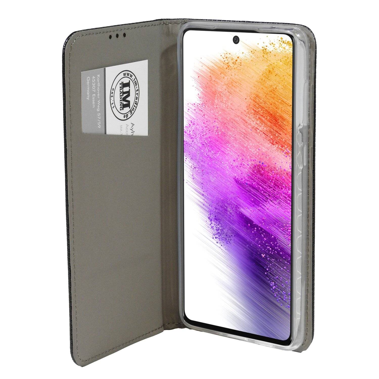 Buch Tasche "Smart" für SAMSUNG GALAXY A73 5G Handy Hülle Schutzhülle mit Standfunktion, Kartenfach Schwarz