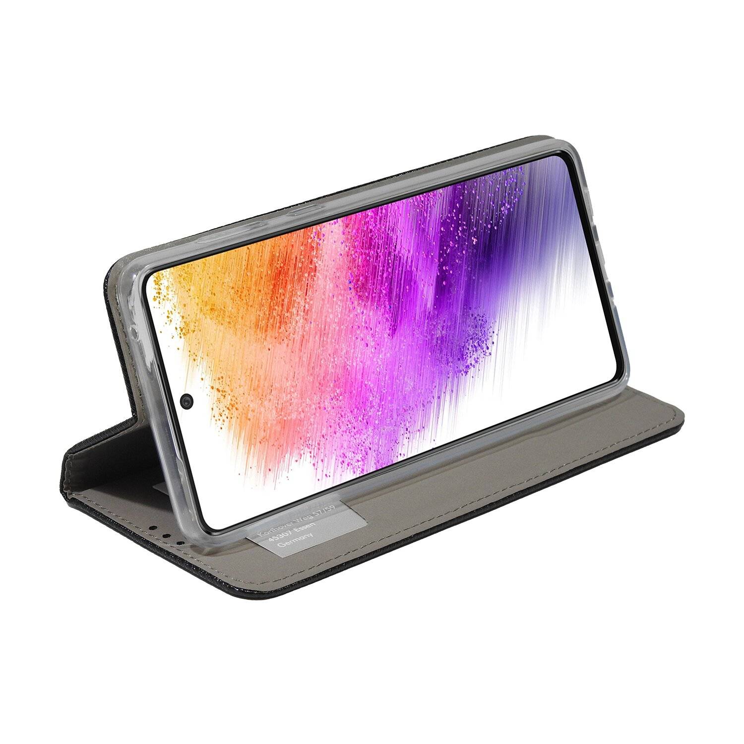 Buch Tasche "Smart" für SAMSUNG GALAXY A73 5G Handy Hülle Schutzhülle mit Standfunktion, Kartenfach Schwarz