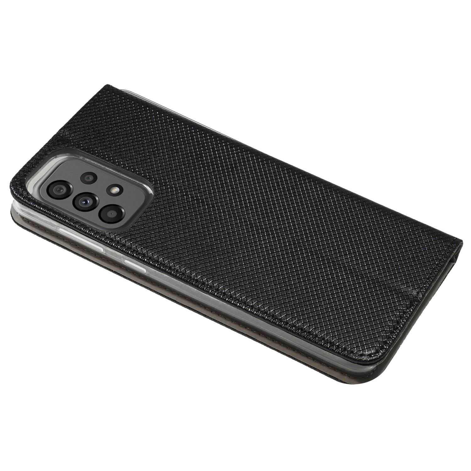Buch Tasche "Smart" für SAMSUNG GALAXY A73 5G Handy Hülle Schutzhülle mit Standfunktion, Kartenfach Schwarz
