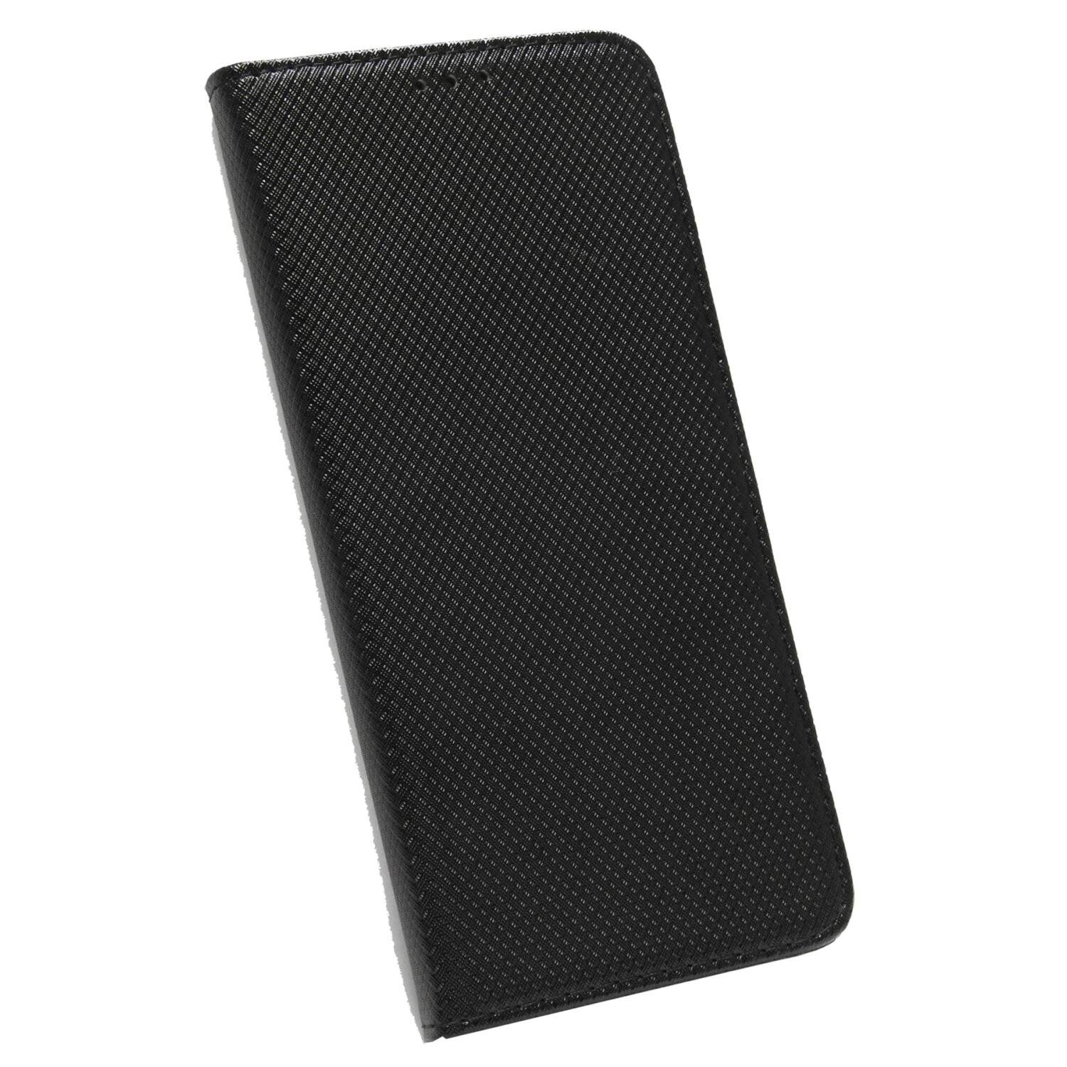 Elegante Buch-Tasche Hülle Smart Magnet für MOTOROLA MOTO G22 4G Leder Optik Wallet Book-Style Cover Schale Schwarz