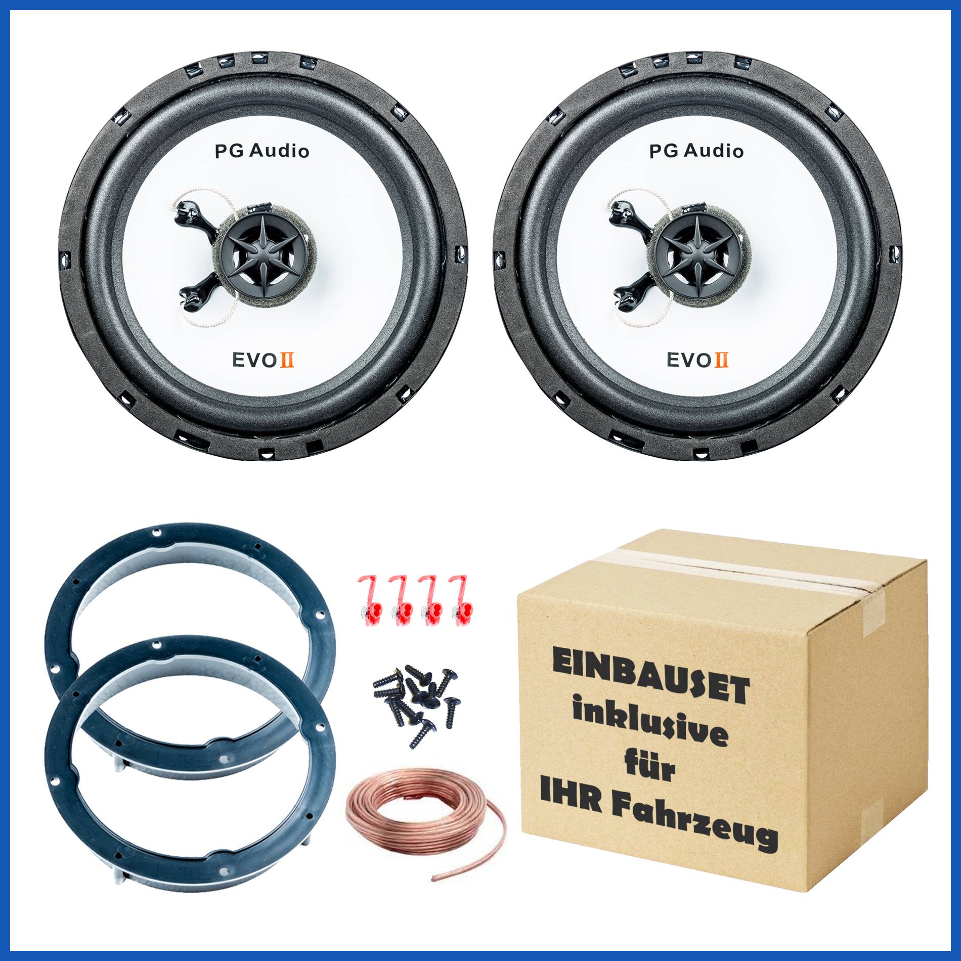 Lautsprecher Einbauset passend für Fiat 500, Grande Punto, Ducato 3, Panda, vorne