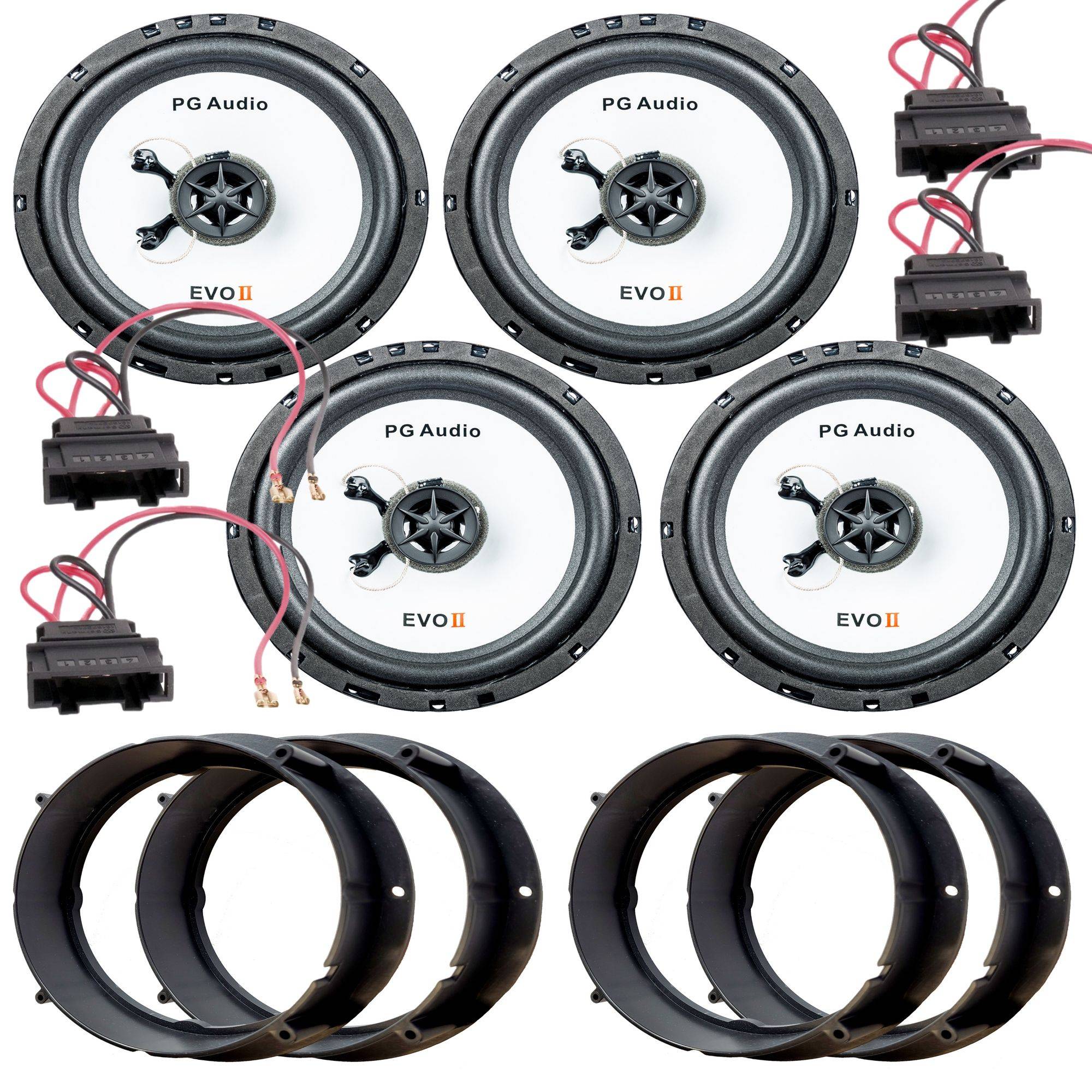 Lautsprecher Komplett-Set passend für VW Golf 5 & Skoda Yeti | PG Audio 800W Komplett-System (Plug & Play für Vorn und Hinten)