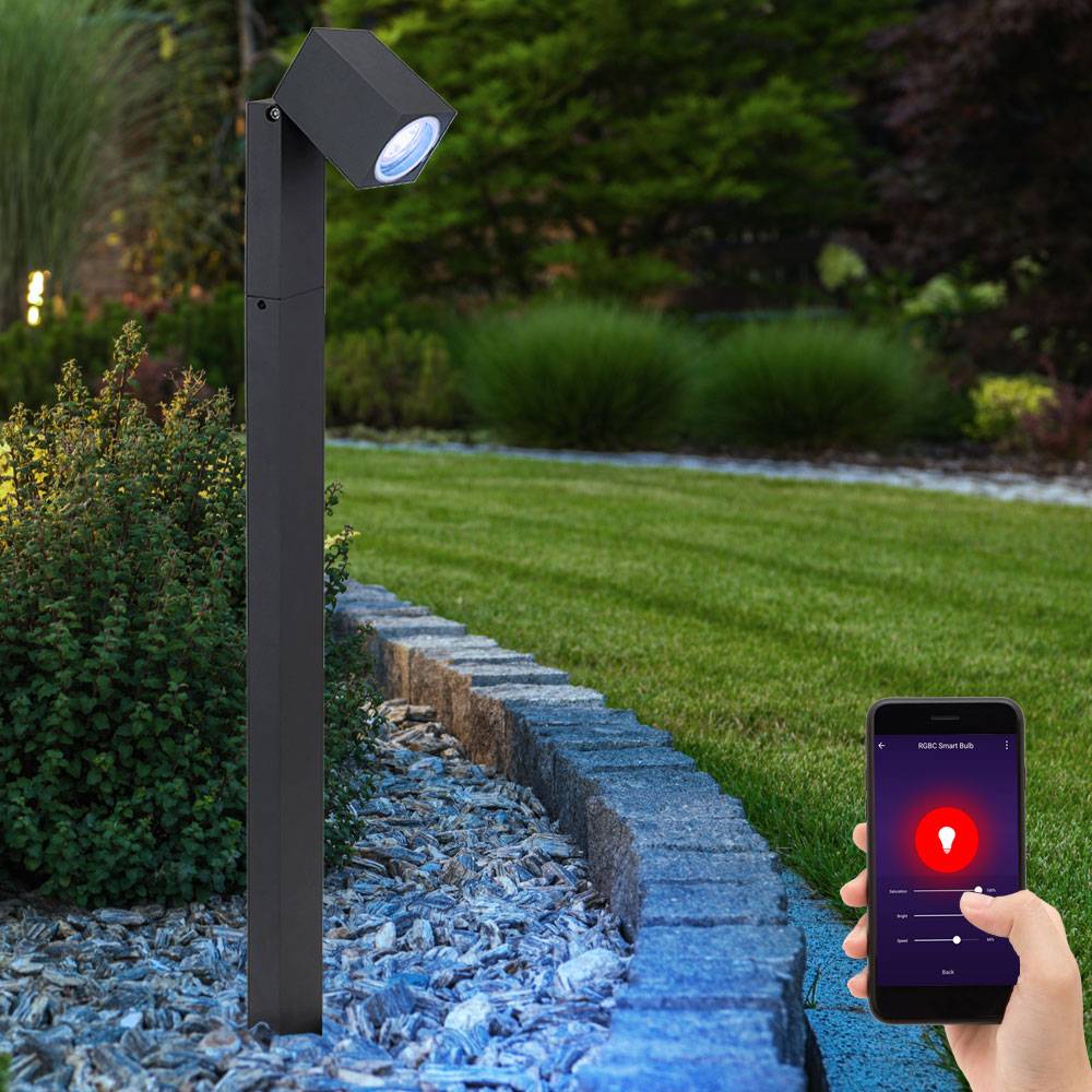 Wegeleuchten Außen anthrazit Garten Stehlampe dimmbar Aussen Smart Home RGB LED Außenleuchte Terrasse stehend, Farbwechsel Spot schwenkbar, 1x 4,5W